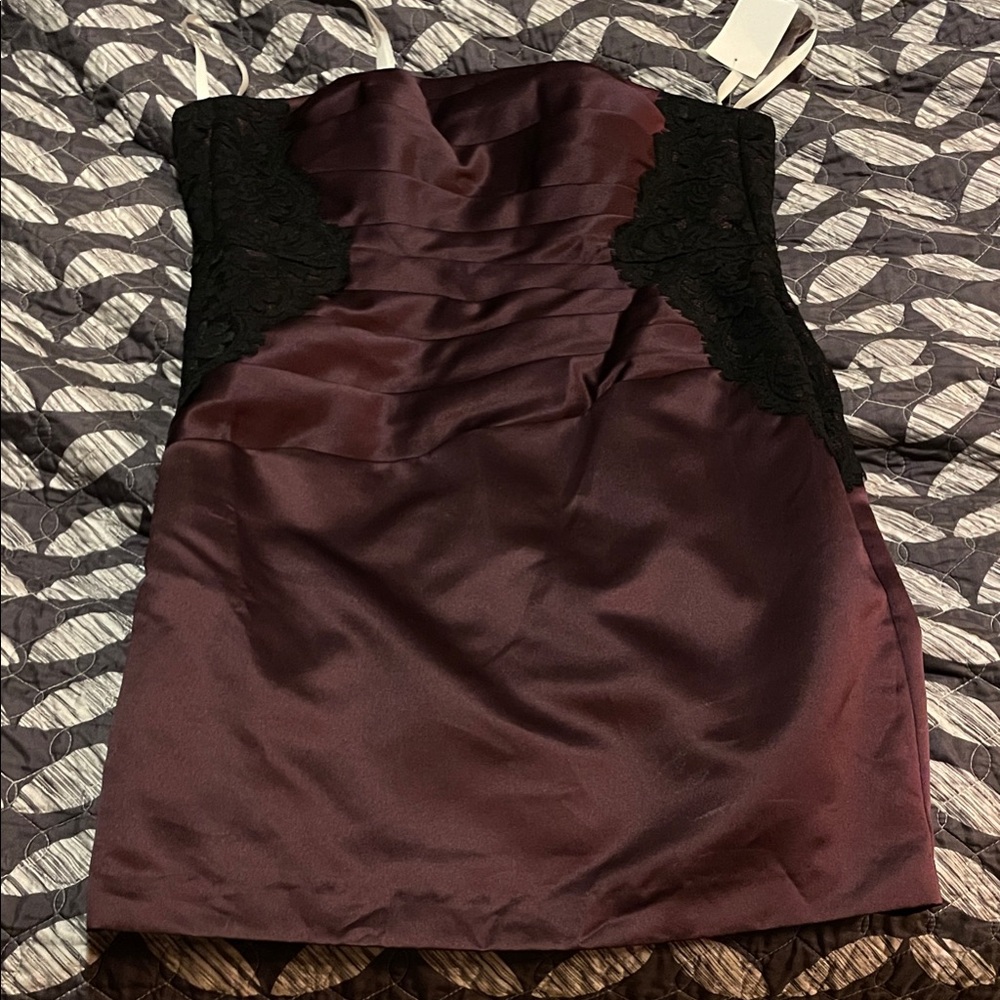 Elegant Burgundy and Black Strapless Dress